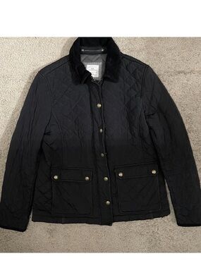 Vineyard Vines Black Quilted Utility Jacket with Corduroy Collar